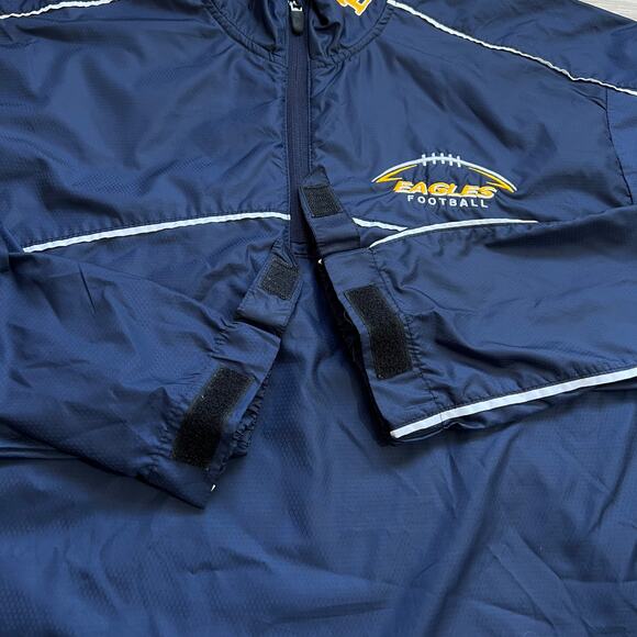 XGrain Jacket Mens Blue Windbreaker Eagle Football Embroidered Quarter Zip L - Picture 9 of 15